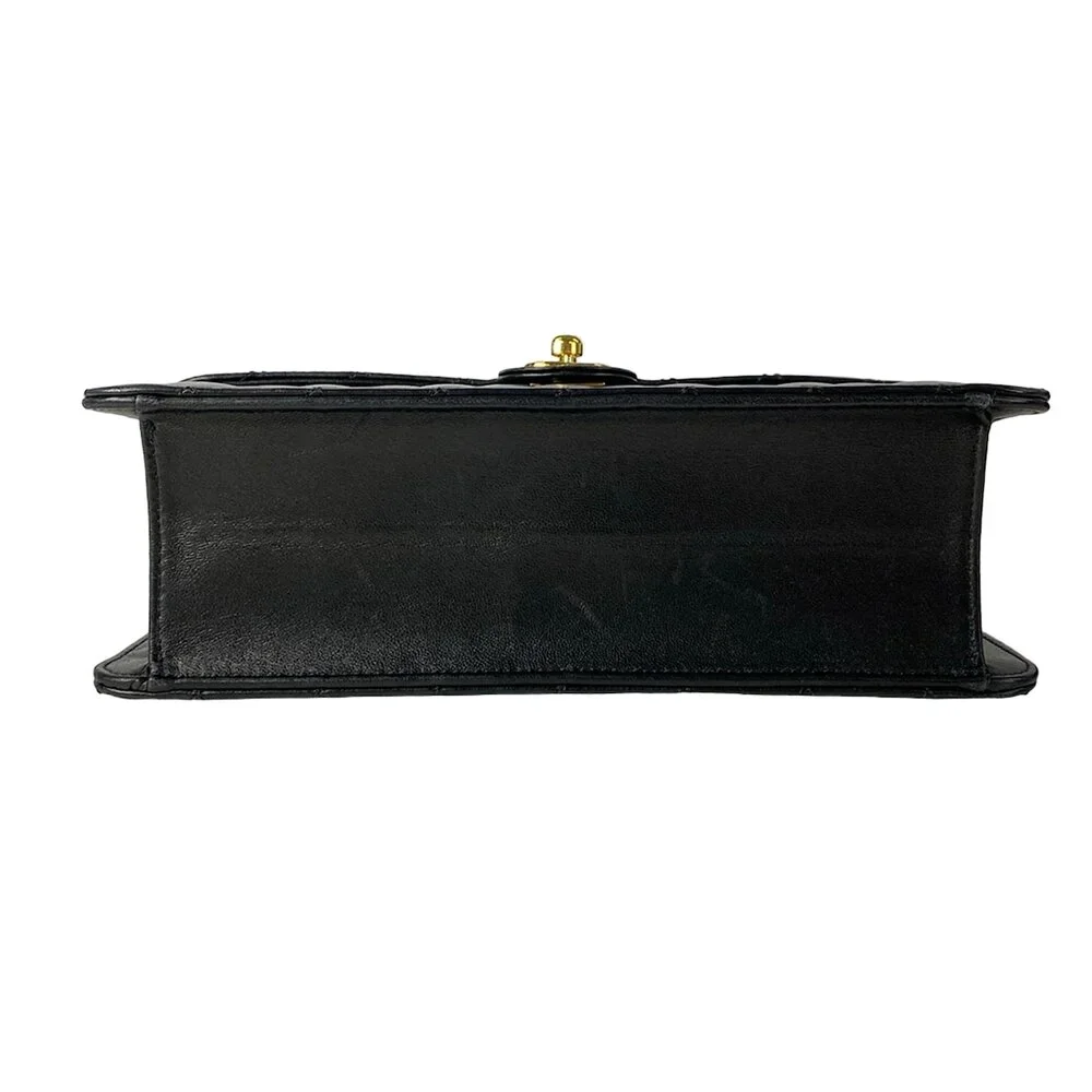 Chanel Single Flap Matelasse Shoulder Bag A03570 Black Gold Lambskin Hardware